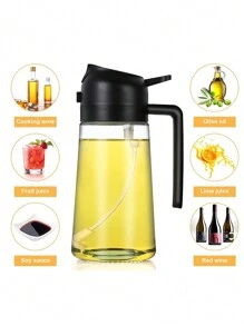1pc, Oil Spray Pot, Automatic Opening And Closing Oil Bottle, Oil Sprayer, Kitchen Oil Sprayer, Glass Oil Sprayer Mister, Gravity Oil Bottle, Leak-Proof Olive Oil Storage Bottle, Vinegar Dispenser, For Cooking, Baking, Salad, Grilling, Kitchen Gadget