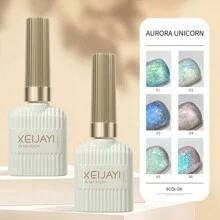 XEIJAYI 1入組15ml 极光独角兽系列美甲凝胶，新春夏白色珠光色超细钨粉极光独角兽亮片美甲胶，适合少女 - 彩色 - 查看 3