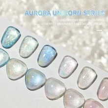 XEIJAYI 1入組15ml 极光独角兽系列美甲凝胶，新春夏白色珠光色超细钨粉极光独角兽亮片美甲胶，适合少女 - 彩色 - 查看 4