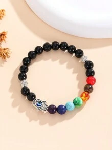 Pulsera de curación de los 7 Chakras ajustable y extensible con piedra de lava para equilibrar, meditar y joyería de moda - meditación - Ver 2