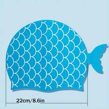 1pc Waterproof & High Elasticity Cute Cartoon Fish Scale Striped Unisex Swim Cap, Comfortable Silicone Swimming Cap Suitable For Water Sports Training For Long & Short Hair - Multicolor - View 5