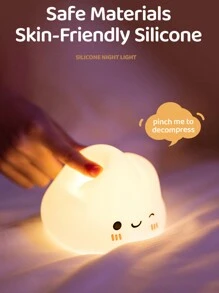1pc Cute Cloud Silicone LED Night Light For Bedside, Atmosphere Lamp, Baby Sleep Companion, Nursing Nightlight, Soothing Warm Glow, Easy Operation, Touch To Illuminate, Soft Silicone Material