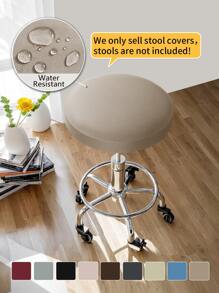1pc Solid Color Stretchable Anti-Splash Milk Silk Round Seat Cover, Modern Style All-Season Dust-Proof Premium Bar Stool Cover, Suitable For Home