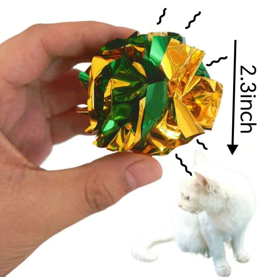 10/20 piezas Juguetes para gatos, pelotas para gatos con sonidos de colores, juguetes interactivos con bolas de gato crujientes para gatos - Multicolor - Ver 1