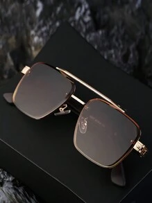 1pc New Stylish Frameless Edge Men Fashion Glasses High Quality Retro Personalized Outdoor Driving Anti-UV Fashion Glasses