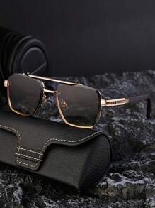 1pc New Stylish Frameless Edge Men Fashion Glasses High Quality Retro Personalized Outdoor Driving Anti-UV Fashion Glasses
