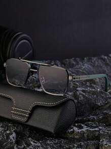 1pc New Stylish Frameless Edge Men Fashion Glasses High Quality Retro Personalized Outdoor Driving Anti-UV Fashion Glasses