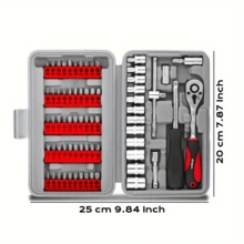 68-Piece Home & Garage Toolbox Set - Includes Pliers, Screwdriver, Socket Kit With Metal Construction