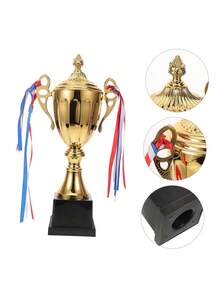 1 pieza de Gran Trofeo, Trofeo grande de Copa dorada con pluma dorada para adultos para deportes, competencias, torneos - Multicolor - Ver 6