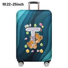 行李箱罩旅行箱罩适用于 18 至 32 英寸行李箱保护套男女户外假日旅行必备配件涤纶行李箱弹力防尘罩时尚首字母 A 至 Z 熊字母印花包适用于学校学校配件学校用品