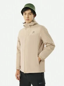 TECTOP 男士帽風雨衣，配暖和的羽絨外套，適用於寒冬雪衣，山區遮風衣，全防水款式 - 卡其色 - 查看 3