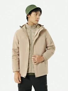 TECTOP 男士帽風雨衣，配暖和的羽絨外套，適用於寒冬雪衣，山區遮風衣，全防水款式 - 卡其色 - 查看 5