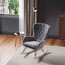 LIVINGANDHOME Living And Home Modern Upholstered Rocking Chair For Living Room Bedroom - Grey - View 5