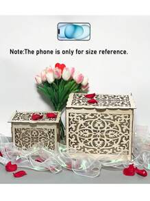 1 pieza Caja de tarjetas de madera rústica con cerradura, portador de tarjetas de regalo perfecto para boda, baby shower, cumpleaños, ceremonia de graduación, Día de San Valentín de regreso a la escuela - color madera - Ver 6