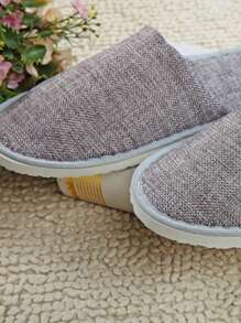 Summer Hotel/Airbnb Disposable Slippers, Linen, Thickened, Washable, Indoor Linen Slippers - Grey - View 3