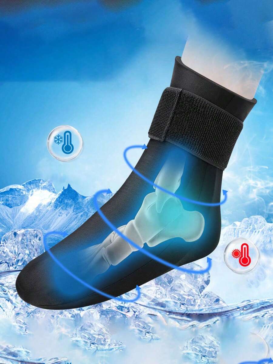 1pc Elastic Cold And Hot Compress Ankle Wrap With Solid Gel, Can Be Used As Both Hot And Cold Therapy - Black - View 1