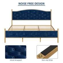 Full /Queen/King Size  Bed Frame With Velvet And Button Tufted Upholstered Headboard,Bed Frame With Storage And Strong Wood Slat Support,Noise Free,No Box Spring Needed,Easy Assembly