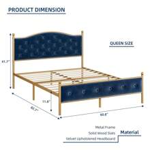 Full /Queen/King Size  Bed Frame With Velvet And Button Tufted Upholstered Headboard,Bed Frame With Storage And Strong Wood Slat Support,Noise Free,No Box Spring Needed,Easy Assembly