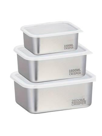 带盖不锈钢食品容器，可重复使用的食品储存容器，多功能食品储存容器旅行户外冰箱 E 盒泡菜野餐盒冰箱储存容器方形食品盒工作冰箱储存盒 bf