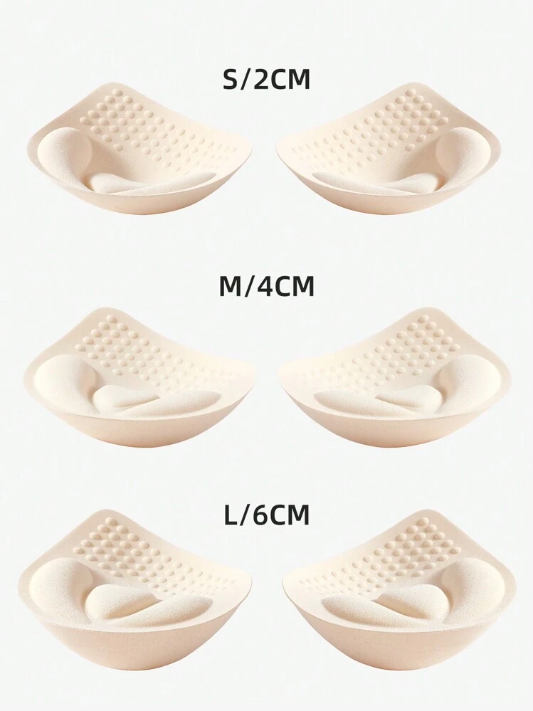 1pair Thickened 2cm,4cm,6CM Underwear Cup, Small Breast Padding, Removable And Washable Push-Up Breast Pad Inserts To Increase Padding, Underwear And Bra Accessories - Apricot - View 1