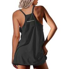 BZB Women's Summer Mini Dress Casual Workout Tennis Dress With Shorts Sleeveless Althletic Dresses - 深灰色 - 查看 4