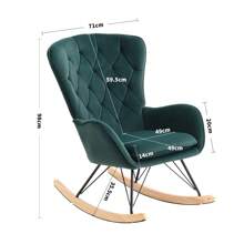 LIVINGANDHOME Living And Home Modern Upholstered Rocking Chair For Living Room Bedroom - Dark Green - View 9