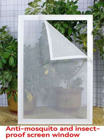 1pc Insect-Proof Window Screen & Curtain, Self-Adhesive Mosquito Netting, Breathable,  And Not Easily Detachable
