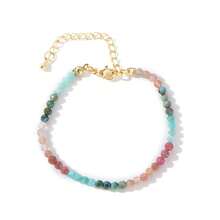 1 Stück Armband im Boho-Stil, 18 Karat vergoldet, mit mehrfarbigen Edelstein-Perlen für Frauen, schönes Schmuckgeschenk, geeignet für den täglichen Gebrauch, Paar oder beste Freundinnen