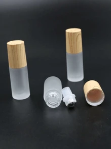 1/3 pièces Bouteille de parfum à rouleau en verre dépoli de 5 ml avec bouchon en grain de bois pour huiles essentielles et parfums, bille en acier inoxydable intégrée, bouteille vide pour la distribution d'échantillons de parfum et d'huiles essentielles à rouleau