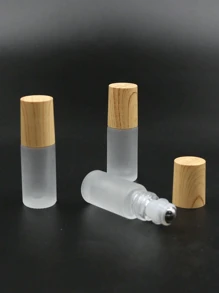 1/3 pièces Bouteille de parfum à rouleau en verre dépoli de 5 ml avec bouchon en grain de bois pour huiles essentielles et parfums, bille en acier inoxydable intégrée, bouteille vide pour la distribution d'échantillons de parfum et d'huiles essentielles à rouleau