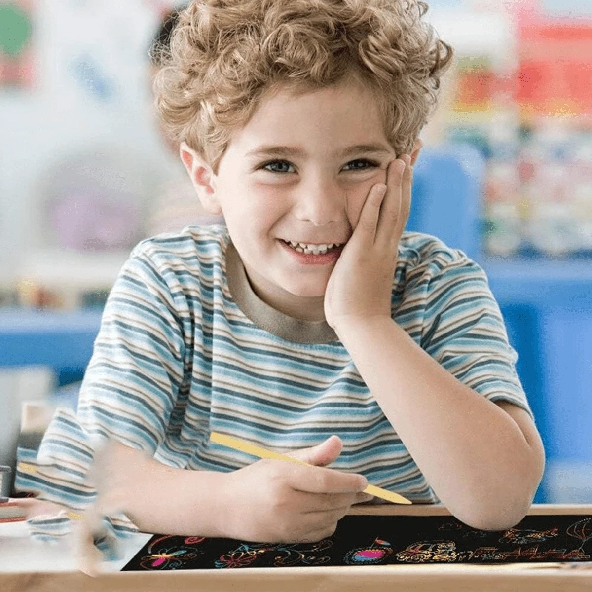 Regenbogen Kratzpapier A3 - 4 Bunte Kratzbilder Mit Stadtnacht-Motiv Für Erwachsene & Kinder
