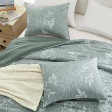 Downluxe Comforter Set - Bedding Comforter Sets, Botanical Flower Comforter, Soft Reversible Floral Comforter And Pillow Sham For All Seasons - Dark Green - View 3