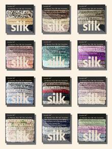 Juego de 6 cintillos para cabello de seda 100% natural con unicolor de 22 Momme, accesorios de cabello de alta calidad para mujeres, con gran diademas de seda de múltiples colores en una caja. - Multicolor - Ver 11