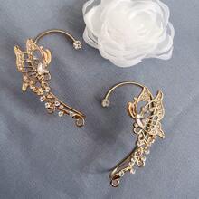 1 Paar Frauen Schmetterling Ohrmanschette Mit Strass Dekor Für Nicht Durchbohrte Ohren