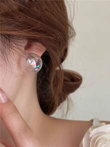 1 par de dulces aretes de botón de bola de vidrio con Burbujas de Jabón de Verano para mujer uso diario