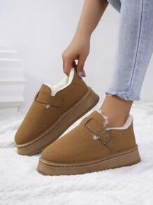 2024 New Arrival Women's Camel Color Thick-Soled Snow Boots Winter Warm Shoes - Camel - View 1