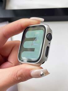 1pc Unisex Starlight Color Matte 2-In-1 Anti-Fall Ultra-Thin Tempered Glass Protective Case, Spray Painting Fashionable Cute Watch Cover Compatible With Apple Watch Series Ultra/SE/11/10/9/8/7/6/5/4/3/2/1, 38/40/41/42/44/45/46/49mm, Smart Watch Accessory