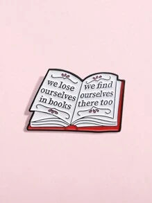 1pc We Lose Ourselves In Book Enamel Pin Reading Enthusiasts Nerd Bookworm Brooch Lapel Badges Quotes Jewelry Gift For Reading Lover - Multicolor - View 2