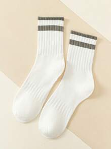 5pairs Men Fashion Long Sports Socks - Black and White - View 5