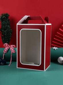 Caja de regalo de papel Kraft de 2 piezas con ventana transparente para exhibición, caja de embalaje de regalo portátil para suministros de decoración de bodas y fiestas de cumpleaños - Multicolor - Ver 8