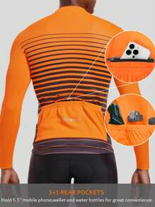 Qualicos Boyfriend Style Men's Cycling Jersey With 3+1 Rear Zipper Pockets Long Sleeve Moisture Wicking UPF 50+ Half Zip Riding Bike Shirts