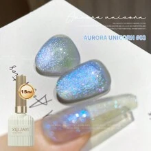 XEIJAYI 1入組15ml 极光独角兽系列美甲凝胶，新春夏白色珠光色超细钨粉极光独角兽亮片美甲胶，适合少女 - 彩色 - 查看 13