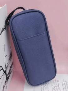 1入全新簡約3D純色筆袋，大容量牛津布筆盒，高端創意文具盒，適用於小學和初中學生