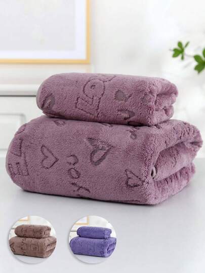 Heart & LOVE Hollow Design Coral Fleece Soft Absorbent Quick Dry No Shedding Towel, Suitable For Valentine's Day, 1pc Face Towel Or 1pc Bath Towel Home Bathroom Decor Back To School For Beauty Salon Home Bathroom Shower Towels For Beauty Salon, Hotel Sports,Home Essentials, Towel, Skin Care Bath Towel Sheet
