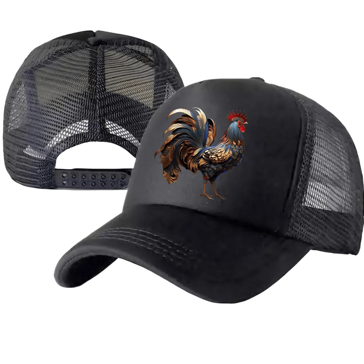 Gorra negra Animales gallo moda Unisex unitalla materiales Premium - Negro - Ver 1