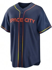 Nume și număr personalizate Stil iubit Tricou de baseball cu broderie pentru bărbați, albastru Houston, cu decolteu în V, personalizate, cu mânecă scurtă, cămăși cu nasturi, Jocuri de petrecere, Antrenament, Topuri sportive S-Xxl