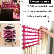 Braiding Hair Rack Braid Rack Holder For Braiding 60 Pegs Hair Separator Rack, Hair Extension Holder Braiding Hair Rack Double Sides Large Capacity (60 Spool) - Hot Pink - View 6