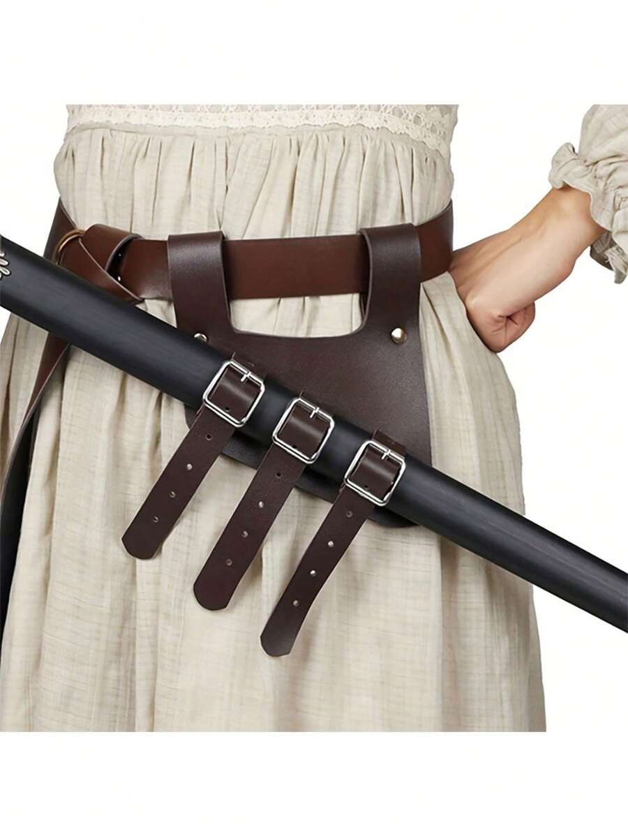 可調節的中世紀復古腰帶劍套裝，成人皮帶劍靴子持有者，適用於角色扮演重劍鞘服裝腰帶肩帶皮套配件 - A - 查看 1