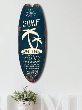 Placa decorativa de madera con tema de playa y océano para bar y decoración de pared del hogar, estilo retro, tabla decorativa de madera de arte de pared (1 pieza), decoración del hogar, decoración de habitación, decoración de pared