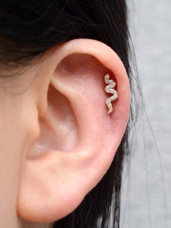 1pc New Multiple Styles Snake Round Ball Crystal Moon Tragus Ear Piercing Stainless Steel Earrings Helix Cartilage Studs